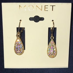 NWT MONET Teardrop Rhinestone Earrings